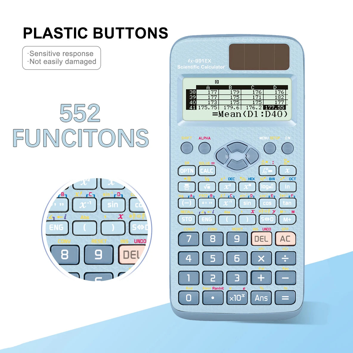 552-Function Scientific Calculator Multifunction Student Exam Calculator High-End Portable Math Learning Tool Economical Design
