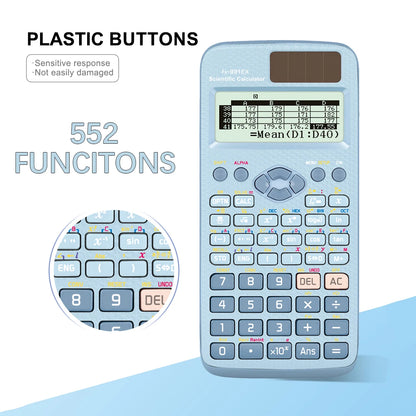 552-Function Scientific Calculator Multifunction Student Exam Calculator High-End Portable Math Learning Tool Economical Design