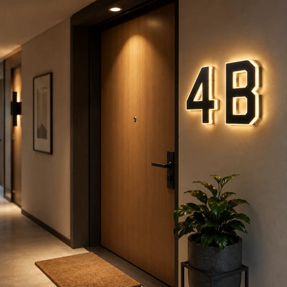 LED Solar House Number Light - Waterproof Address Sign with Light Sensor for Outdoor Home, Yard & Wall Decor
