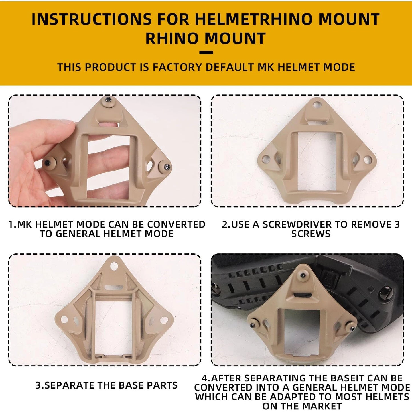 BOOIU VAS Tactical Helmet NVG Mount - Nylon Night Vision Adapter for FAST MICH Helmets, Ideal for Field and CS Riding Accessories