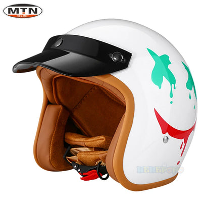 Vintage 3/4 Motorcycle Helmet — DOT Certified Synthetic Leather Jet Helmet, Model 508