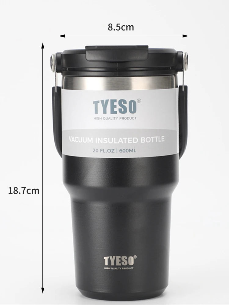 Tyeso Double-Layer Insulated Coffee Cup – Large Capacity Portable Stainless Steel Ice Cream Cup