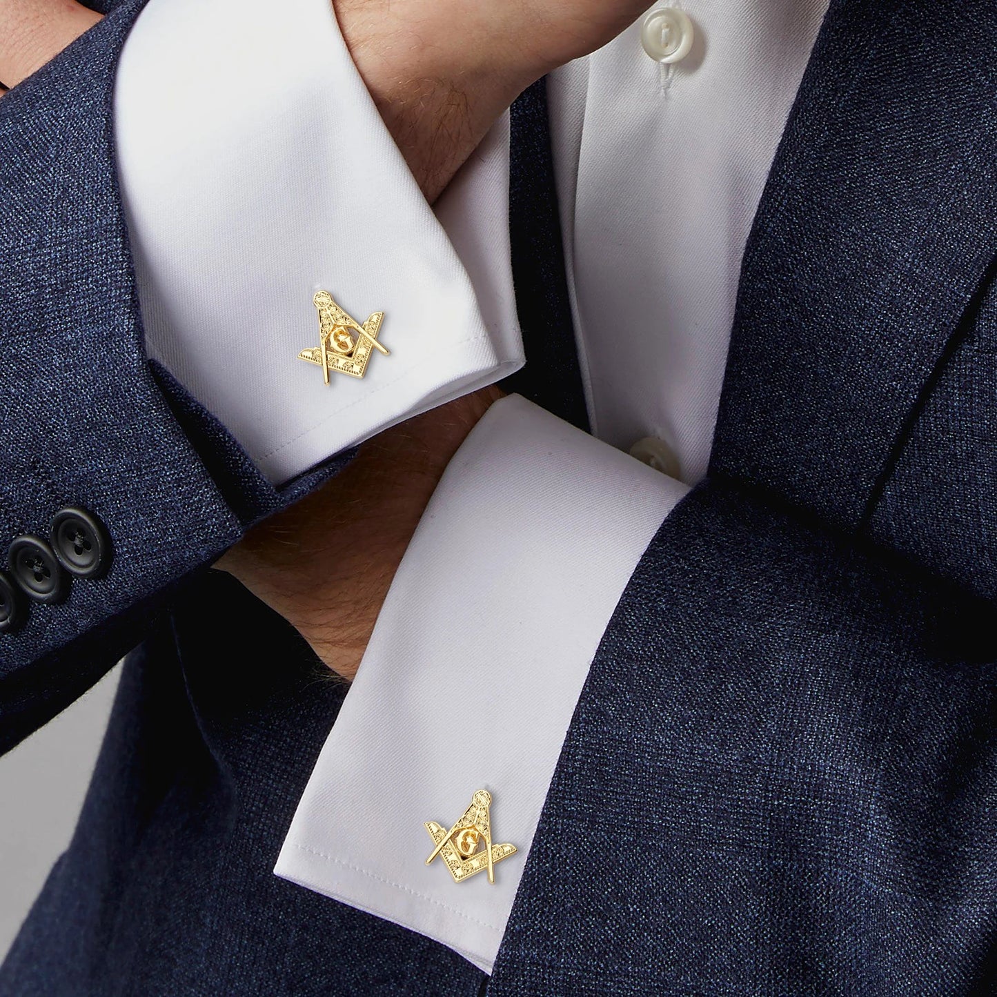 Classic Masonic Compass Tie Clip - Golden Freemason Emblem Suit Accessory for Men