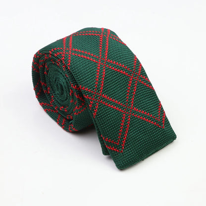 Classic Knit Neck Tie for Men — 6cm Plaid & Dots Casual Business Wedding Tie