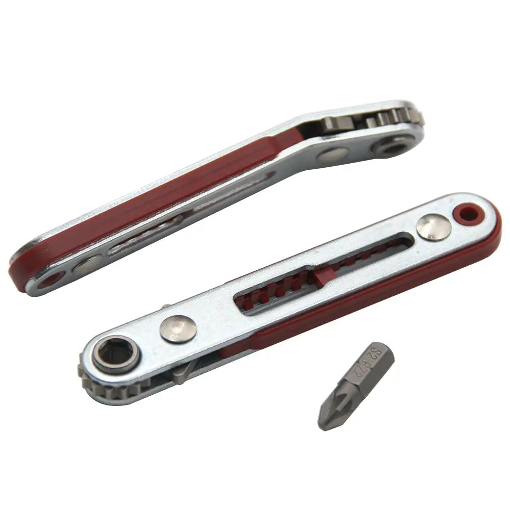 Multifunctional Ratchet Screwdriver: Bidirectional, Forward & Reverse Elbow Design - Includes Flat Head, Cross, and Slotted Tools