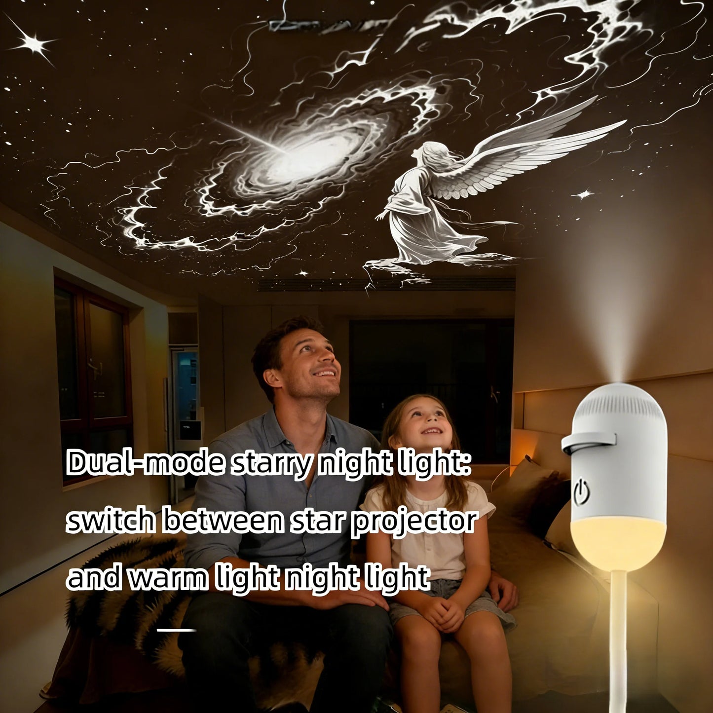2-in-1 Mini Galaxy Star Projector Night Light – Starry Sky Ambient Bedroom Lamp for Sleep, Relaxation & Home Decoration