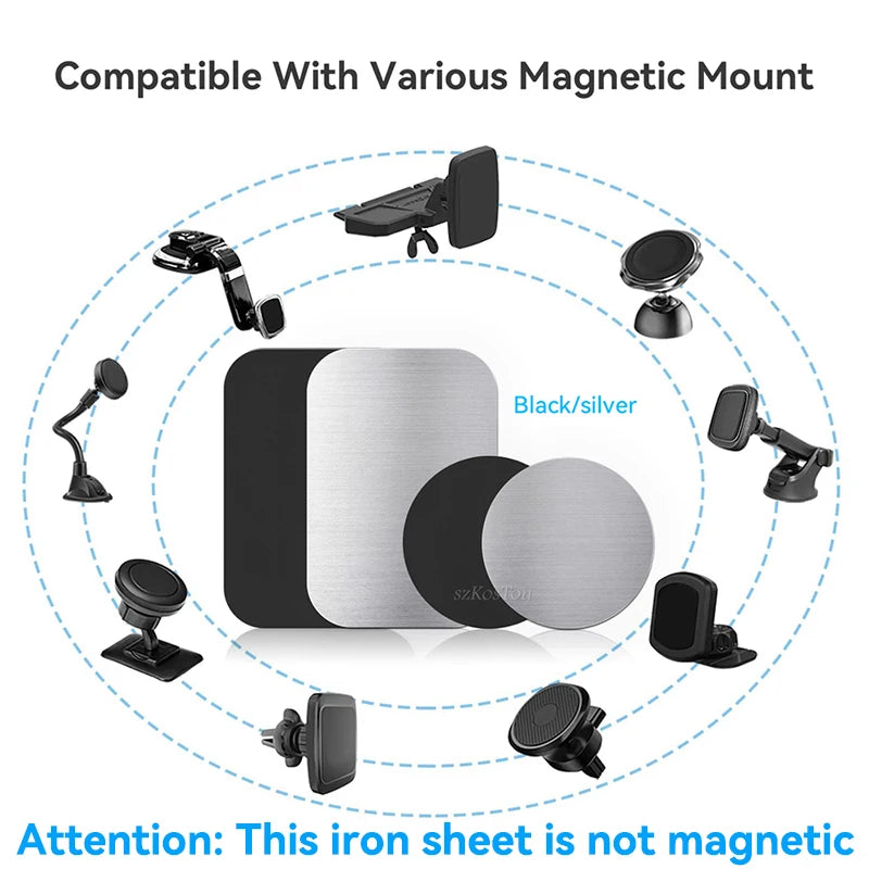 Universal Magnetic Phone Mount Metal Plate - Iron Sheet Sticker for Car Phone Holder Stand