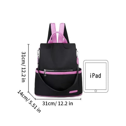 Oxford Fabric Large Capacity Backpack - Multi-Layer Storage, Solid Color Fashion Backpack for Women