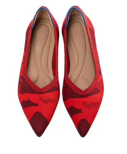 Women’s Pointed Flat Shoes - Comfortable Knitted Elastic Casual Fashion Shoes for Spring & Autumn Wear