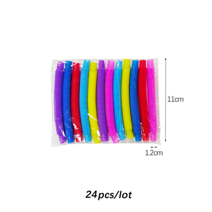Flexible Telescopic Pop Tube Toys (6–24PCS) – Stretchable Sensory Stress Relief Tubes for Kids & Adults Decompression Fidget Toys