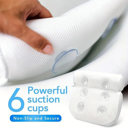 Spa Bathtub Pillow with Anti-Slip Suction Cups – Neck and Back Support for Bathtub and Bathroom Accessory