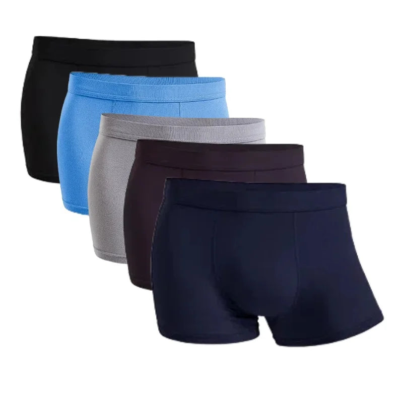5-Pack Bamboo Men’s Boxers Underwear Plus Size XL–6XL, Breathable Gym Shorts Style Soft Black Underpants Gift Set
