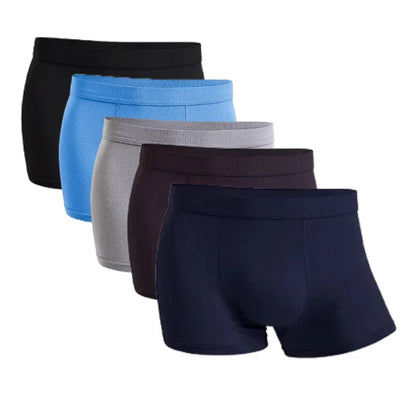 5-Pack Bamboo Men’s Boxers Underwear Plus Size XL–6XL, Breathable Gym Shorts Style Soft Black Underpants Gift Set