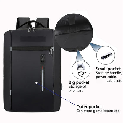 Multifunctional PS5 Console Backpack – Travel Carrying Case with USB Port for PlayStation 5 & Accessories