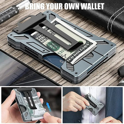 Men's Outdoor Tactical Wallet: Aluminum Magsafe Card Holder - Fashionable & Practical Mini Smart Wallet, Holds Up to 15 Cards