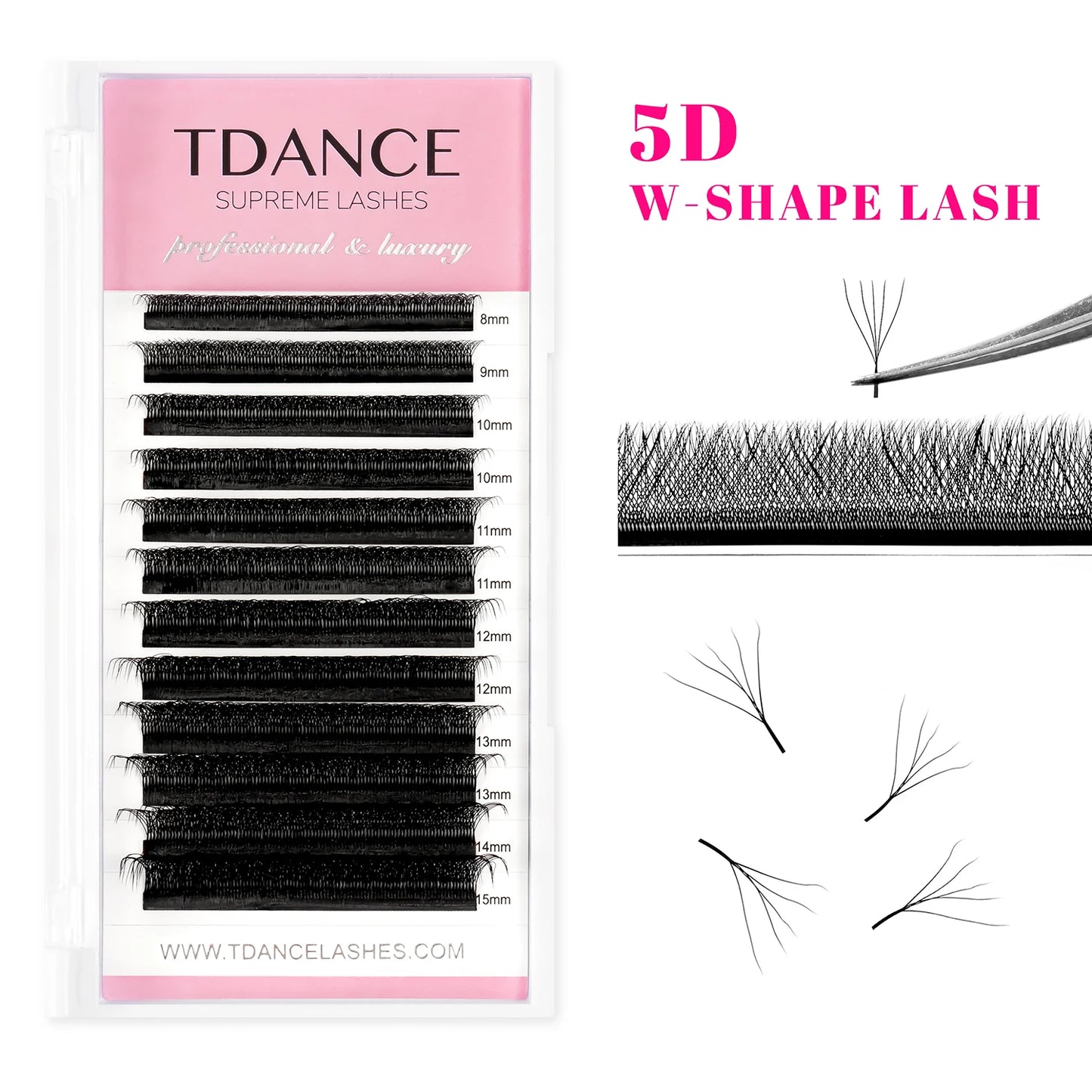 TDANCE 3D–6D Premade Fan Eyelash Extensions – W Style Faux Mink Soft Bloom Automatic Flowering Volume Lashes for Natural Salon-Quality Look