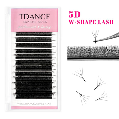 TDANCE 3D–6D Premade Fan Eyelash Extensions – W Style Faux Mink Soft Bloom Automatic Flowering Volume Lashes for Natural Salon-Quality Look