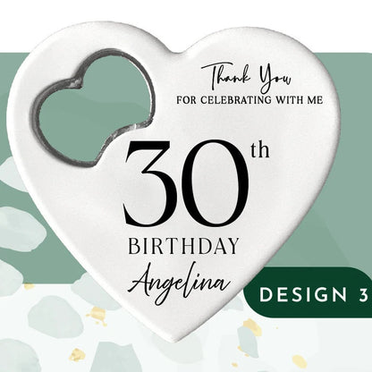 Custom Heart-Shaped Magnet Bottle Opener – 10-30pcs Engraved Bridal Shower & Wedding Party Favors in Bulk