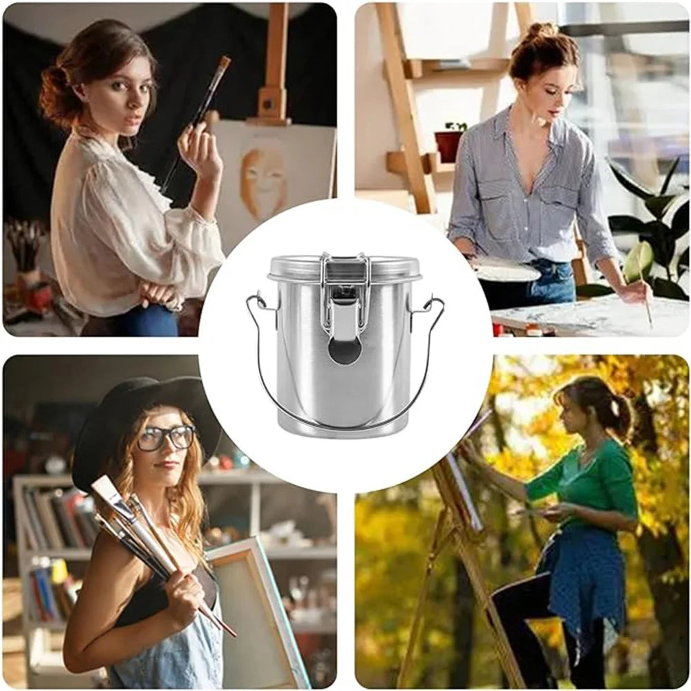 Stainless Steel Airtight Paint Brush Washer & Cleaner with Strainer Lid – Portable Brush Cleaning Container