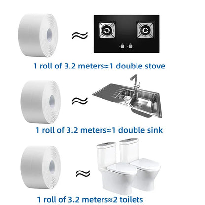 Self-Adhesive PVC Waterproof Sealing Tape for Kitchen & Bathroom – Oil-Proof Sink Edge Caulk Strip for Corner Wall & Toilet Seal Repair Tape