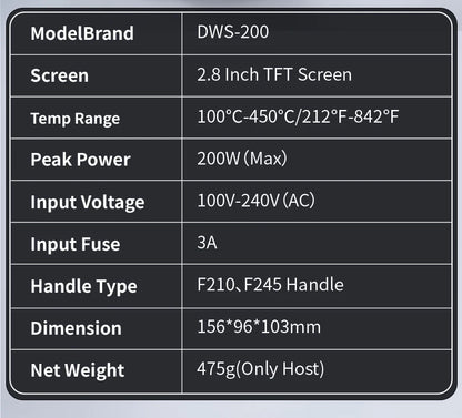 FNIRSI DWS-200 200W Power Soldering Iron Station | C210 C245 Handle for Electronic Welding & Rework