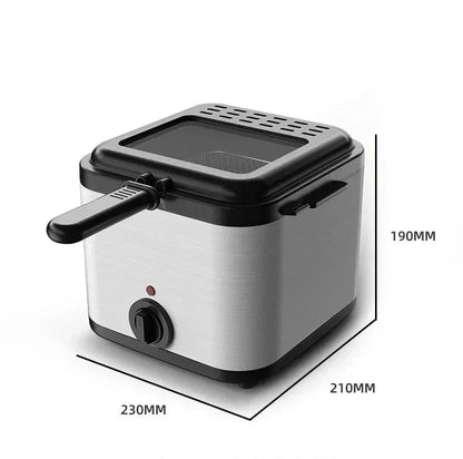 1000W Electric Deep Fryer – 2.5L Multi-Functional Home Oil Fryer for French Fries, Chicken Wings & Snacks, 110V/220V