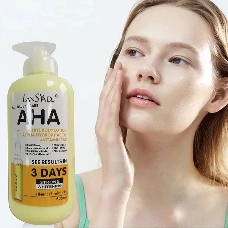 500ml Whitening Body Lotion with Hydroxy Acids, Vitamin C & E – Brightening & Skin Beautifying Smooth Care Cream