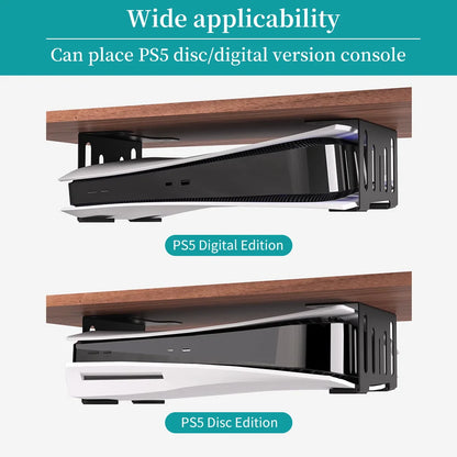 Under Desk Holder Stand for PS5 Console – Stealth Horizontal Mount Bracket for Disc & Digital Versions, Fast Delivery