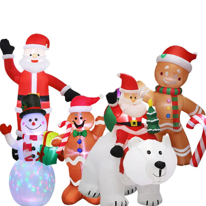 Inflatable Christmas Decorations – Tree, Snowman, Santa, Bear & Gingerbread Man with Built-in LED for Outdoor Garden & Party Decor
