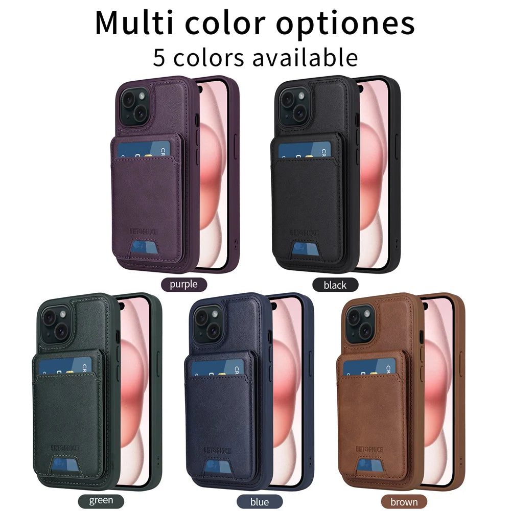 BETOPNICE 2-in-1 Magnetic Leather Wallet Case – Detachable Card Holder for iPhone 11 to 16 Pro Max & 16 Plus