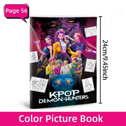 2025 KPop Demon Hunter Coloring Book – Line Drawing Picture Book, Painting Activity for Kids, Birthday Gift