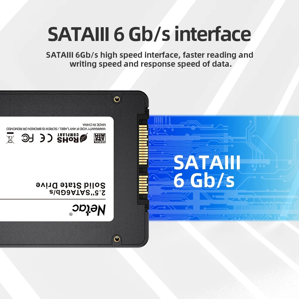Netac 2.5'' SATA SSD – 128GB to 4TB Internal Solid State Drive for PC, SATA3 Hard Drive