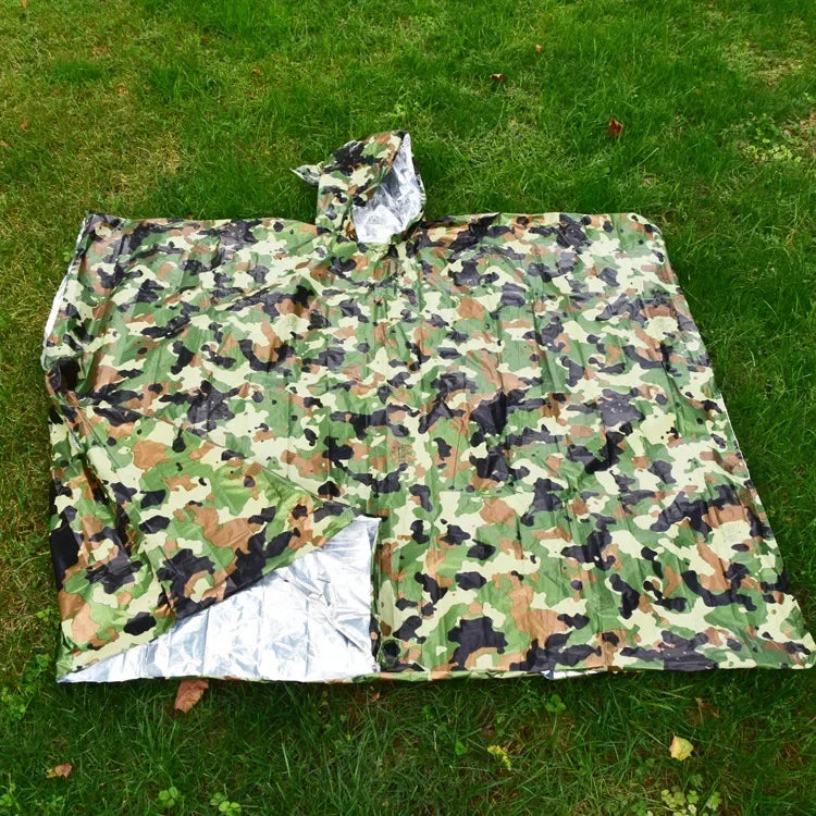 Outdoor Multifunction Raincoat - Waterproof Camping Raincoat & Reflective Emergency Survival Gear