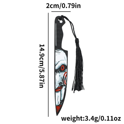 Horror Movie Fan Bookmark — Knife-Shaped Acrylic Bookmark with Tassel for Study & Reading