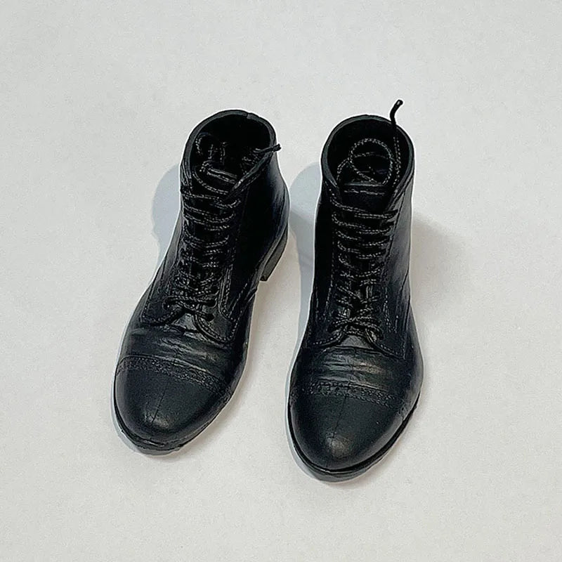 1/6 Scale Male Lace-Up Rubber Boots — Solid Soldier Shoes for 12'' Action Figures with Detachable Feet Dolls