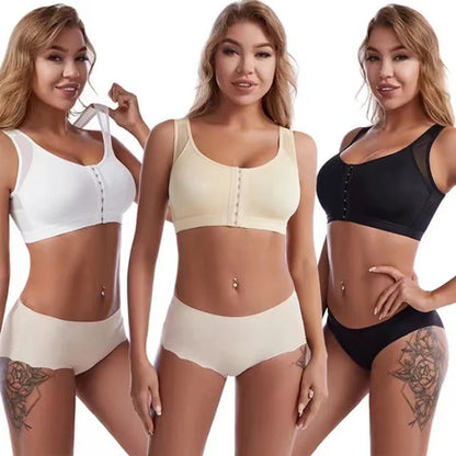 Ultimate Support and Comfort: Front Closure Posture Corrector Lift-Up Bra - Push-Up Cross Back Underwear for Women, Shockproof Sports Fitness Vest Bras in Sizes S-5XL