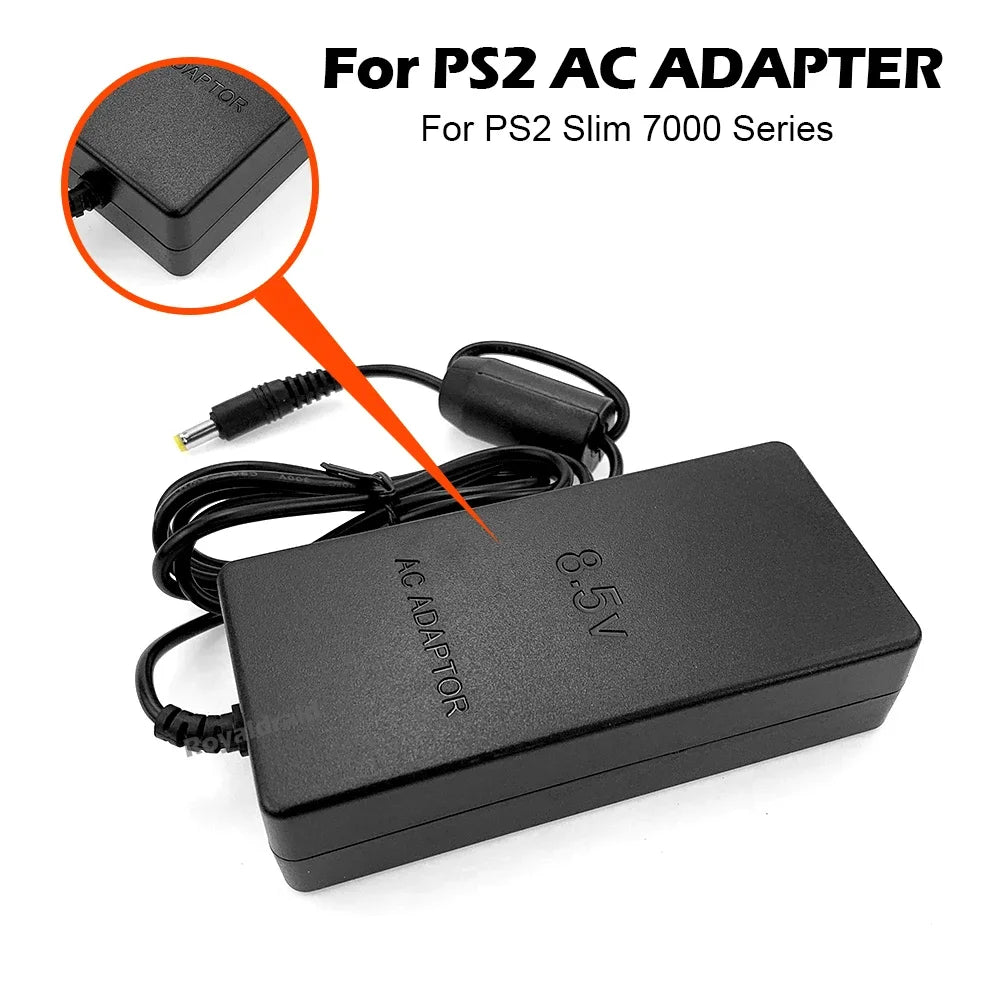 New Power Supply for PS2 Slim – Replacement AC Adapter Charger, 100-240V, DC 8.5V for 70000 Console (EU/US Plug)