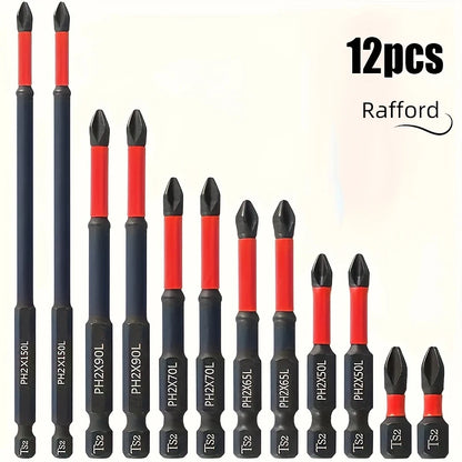 Magnetic Non-Slip Drill Bit Set 3/6/12 Pcs – S2 Steel Crosshead Impact Driver Bits for Electric & Hand Screwdrivers