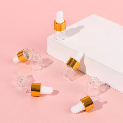 50pcs 1ml Clear Mini Glass Dropper Bottles – Small Essential Oil Sample Bottles with Glass Eye Droppers for Travel