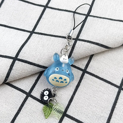 Kawaii Totoro Phone Charm - Blue Animal Soot Sprite Anime Pendant Keychain for Y2K Bags & Gifts