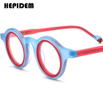 FONEX HEPIDEM Acetate Eyeglass Frames - Retro Round Vintage Eyewear for Men & Women