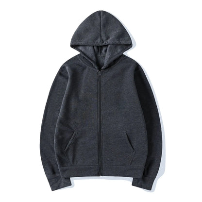 Fashion Zipper Hoodie — Casual Black, Gray & Blue Streetwear Sweatshirt for Men & Women