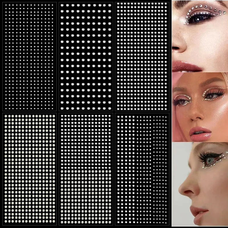 Mix 2mm/3mm/4mm Hair Pearls – Self-Adhesive Stickers for Hair, Face, Makeup, Nails & DIY Crafts
