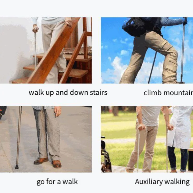 Outdoor Mountaineering Trekking Poles — 5-Section Telescopic Aluminum Alloy Folding Cane for Hiking & Climbing