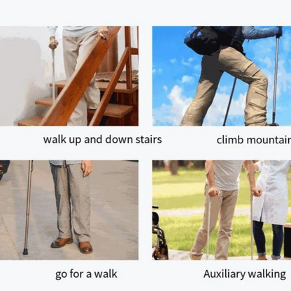 Outdoor Mountaineering Trekking Poles — 5-Section Telescopic Aluminum Alloy Folding Cane for Hiking & Climbing