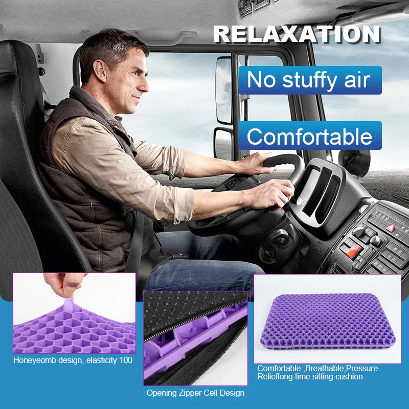 Breathable Honeycomb Gel Seat Cushion – Summer Comfort for Back & Tailbone Pain, Office, Wheelchair & Car Chair