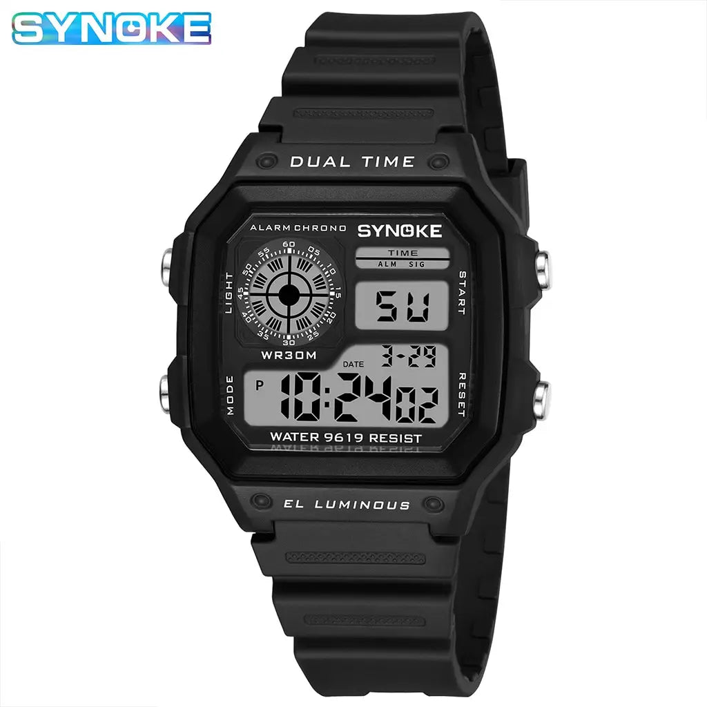 SYNOKE Men's Military Sports Digital Watch – Waterproof Luminous Chronograph Wristwatch