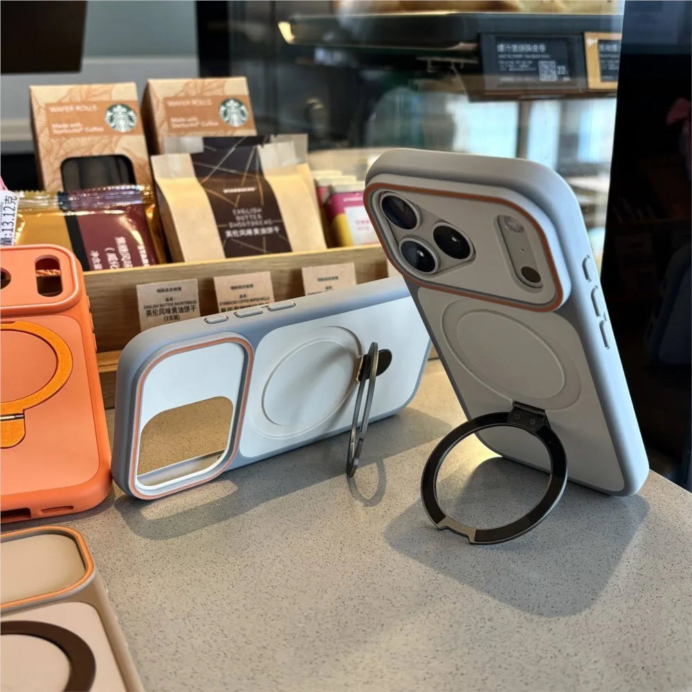 Shockproof MagSafe iPhone Case - Matte Armor Cover with Kickstand Holder