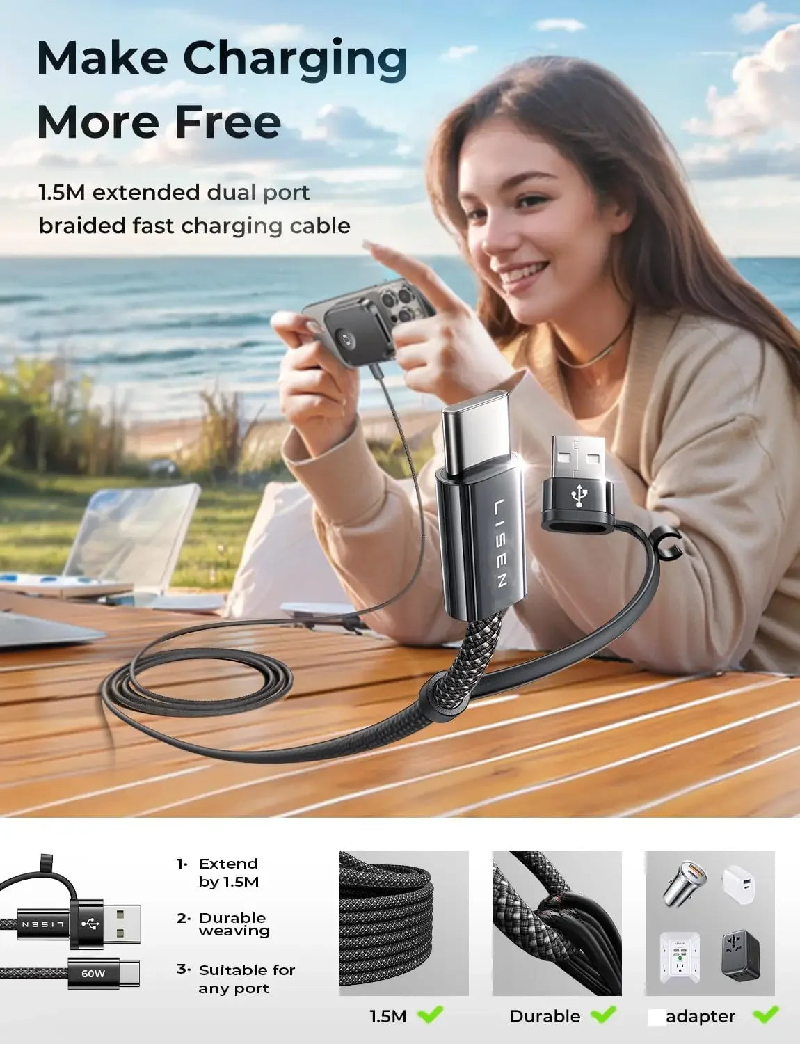 LISEN MagSafe Charger Stand for iPhone 14 and 15 - Portable Magnetic Wireless Charging Station for Apple Devices