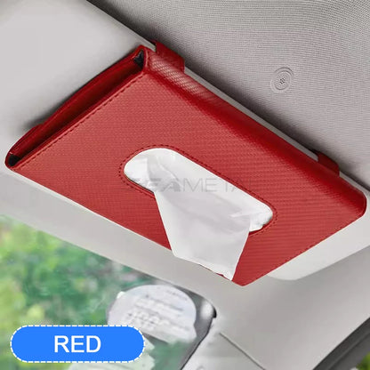SEAMETAL Car Sunshade Tissue Box – Universal Auto Interior Paper Towel Storage Bag with Carbon Fiber Sun Visor Design